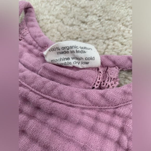 City Mouse Size 9-12 Months Purple Muslin Gauze Romper - Picture 4 of 6